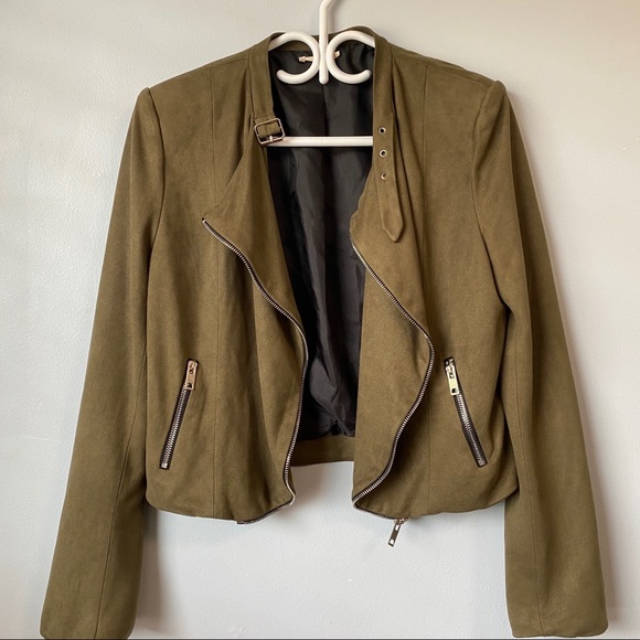 Olive Suede Jacket - Picture 3 of 11